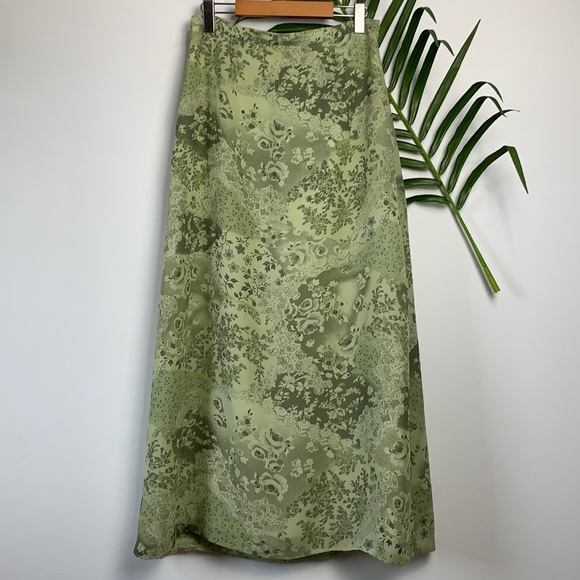 Vintage Laura Green Floral Maxi Long Lined Skirt - Size 8 - Picture 2 of 13